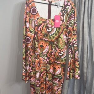 Vintage-Inspired Floral Long Sleeve Jumpsuit in Multi-Color